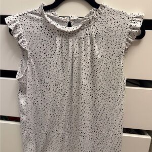 White Sleeveless Top with Black Polka Dots